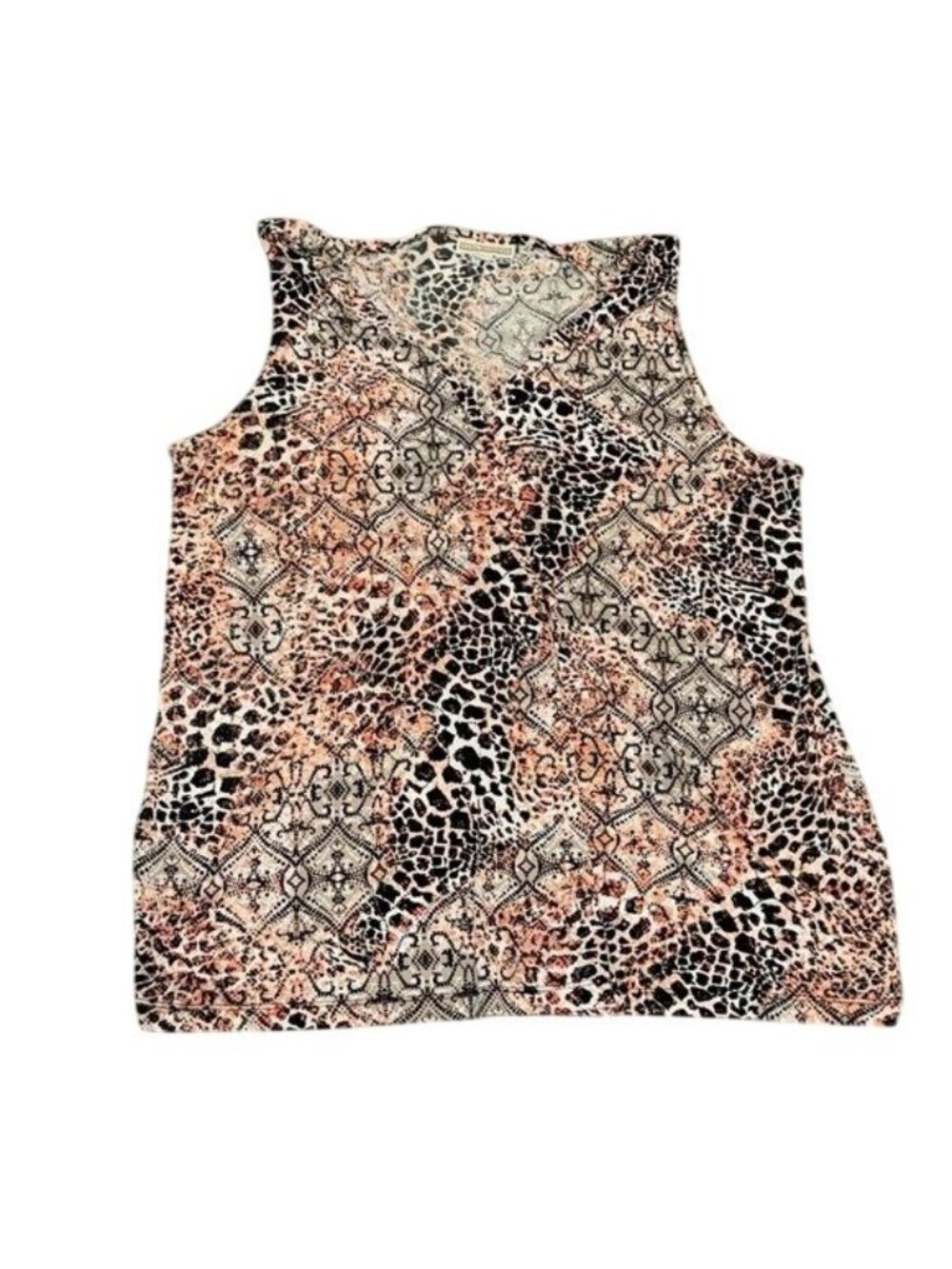 Dana Buchman Womens XL Sleeveless Animal Print Wrap Blouse Polyester